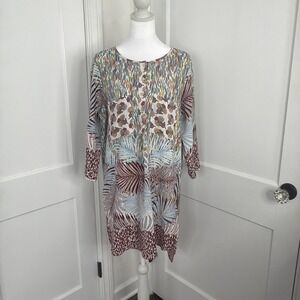 Fig And Flower Anthropologie Dress Tunic Boho Festival High Low Peasant Large